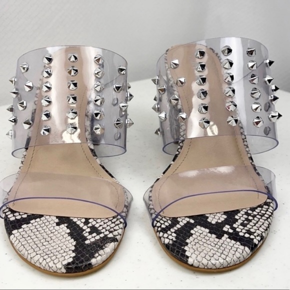 Caravel studded Snake Print Heeled Sandals - Picture 3 of 7